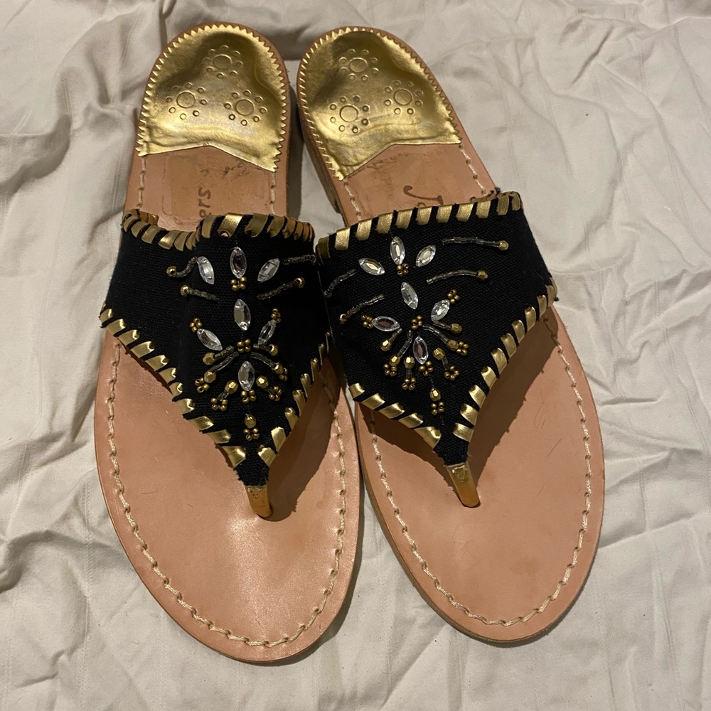 Jack Rogers Cloth and Rhinestone Sandals 9.5